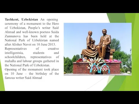 Tashkent, Uzbekistan An opening ceremony of a monument to the