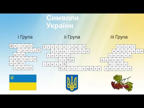 Символи України п р а п о р I Група
