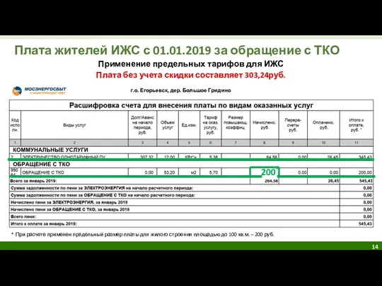 Плата жителей ИЖС с 01.01.2019 за обращение с ТКО *