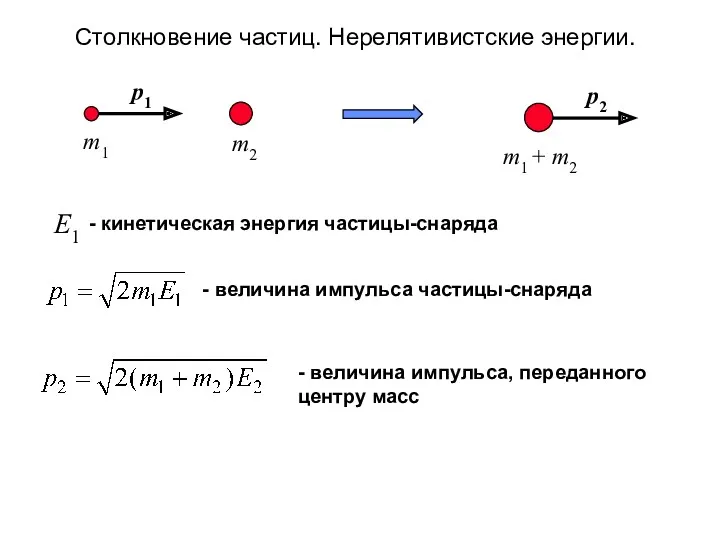 Столкновение частиц. Нерелятивистские энергии.