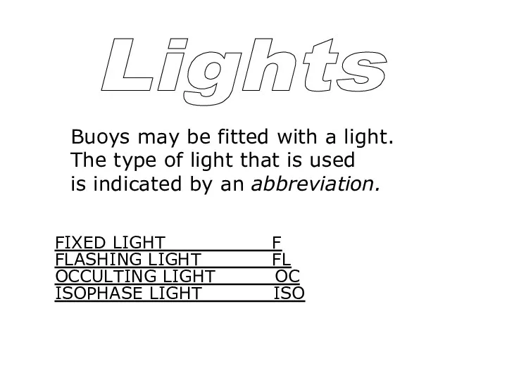 S Lights Buoys may be fitted with a light. The
