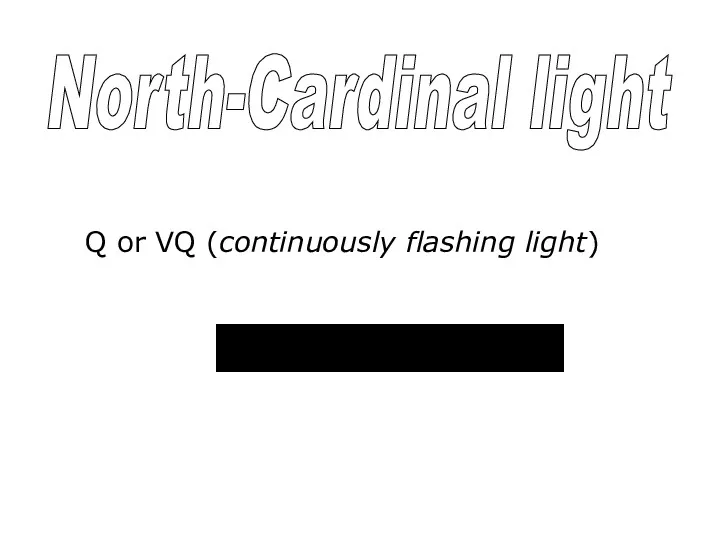 North-Cardinal light Q or VQ (continuously flashing light)