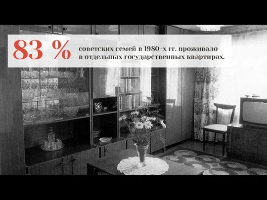 83 % советских семей в 1980-х гг. проживало в отдельных государственных квартирах.
