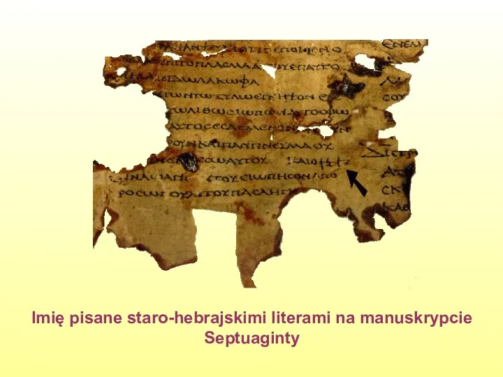 Imię pisane staro-hebrajskimi literami na manuskrypcie Septuaginty