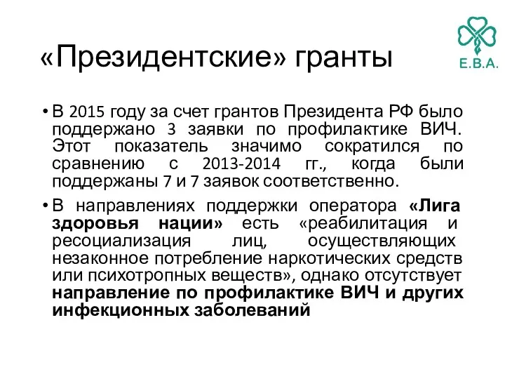 «Президентские» гранты В 2015 году за счет грантов Президента РФ