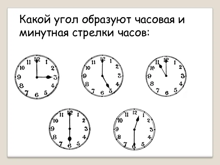 Какой угол образуют часовая и минутная стрелки часов: