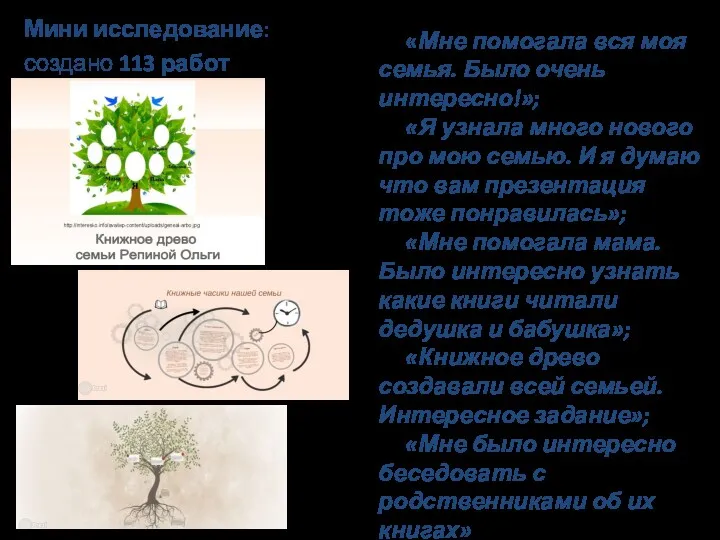 Мини исследование: создано 113 работ «Мне помогала вся моя семья.