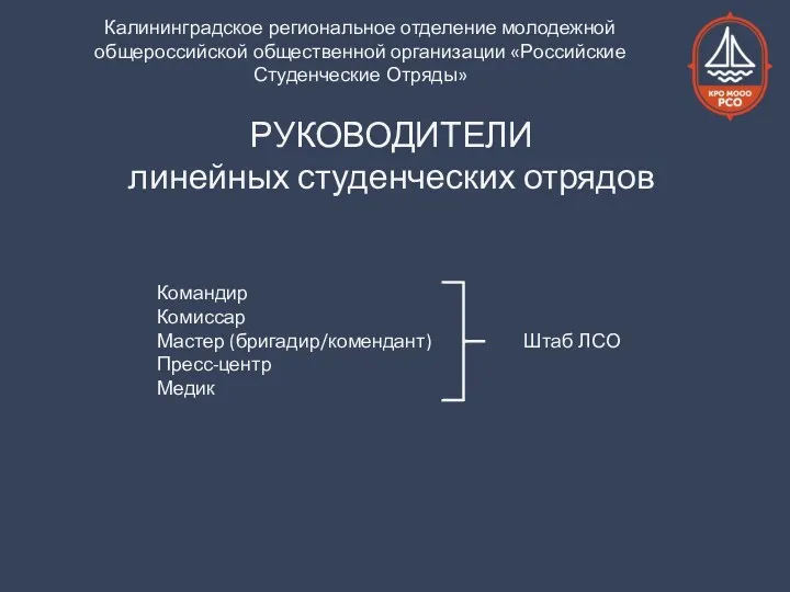 Калининградское региональное отделение молодежной общероссийской общественной организации «Российские Студенческие Отряды»