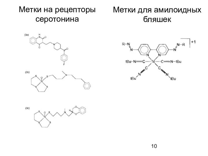 Метки на рецепторы серотонина Метки для амилоидных бляшек