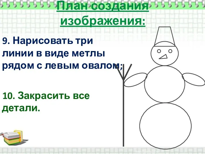 План создания изображения: 9. Нарисовать три линии в виде метлы