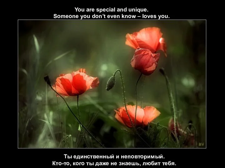 You are special and unique. Someone you don’t even know – loves you.