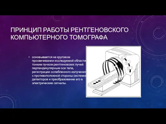 основывается на круговом просвечивании исследуемой области тонким пучком рентгеновских лучей