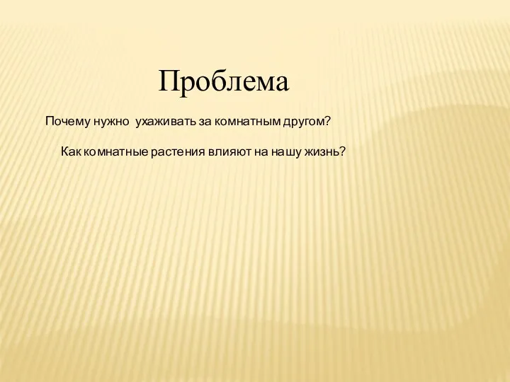 Проблема Почему нужно ухаживать за комнатным другом? Как комнатные растения влияют на нашу жизнь?