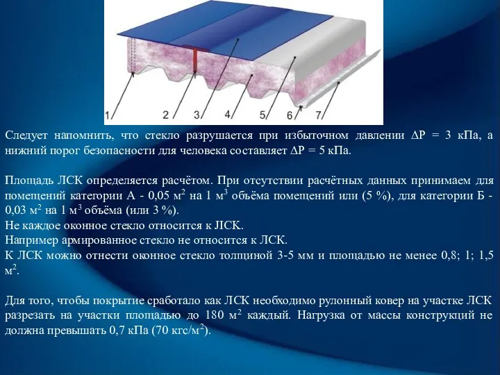 Следует напомнить, что стекло разрушается при избыточном давлении ∆Р =