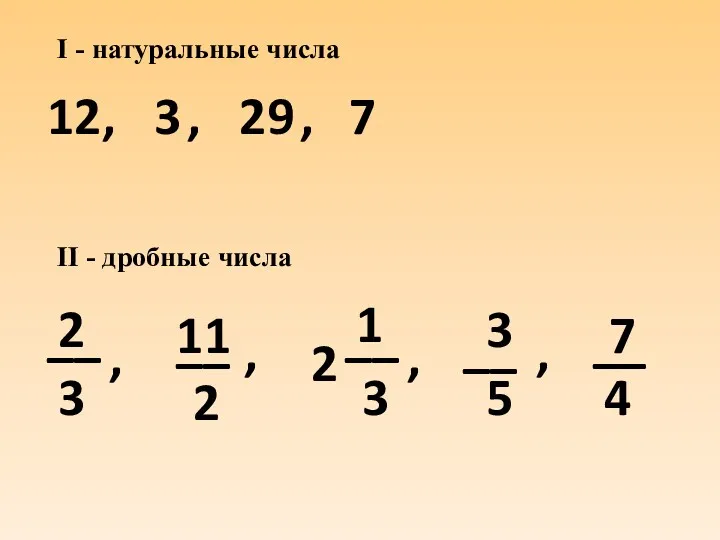 I - натуральные числа 12, 3 , 29 , 7
