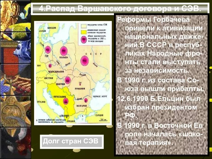 4.Распад Варшавского договора и СЭВ. Реформы Горбачева привели к ативизации национальных движе- ний.В