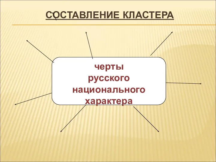 СОСТАВЛЕНИЕ КЛАСТЕРА черты русского национального характера