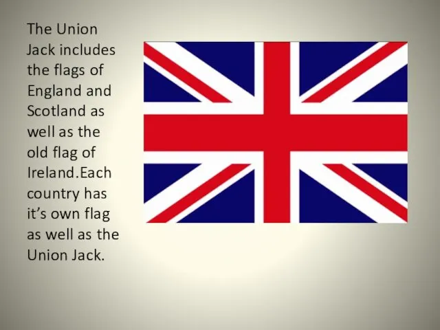 The Union Jack includes the flags of England and Scotland