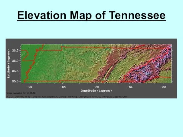 Elevation Map of Tennessee