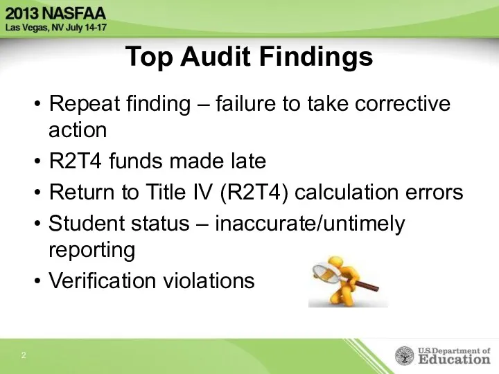 Top Audit Findings Repeat finding – failure to take corrective