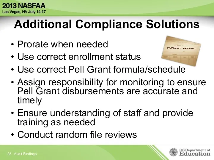 Additional Compliance Solutions Prorate when needed Use correct enrollment status