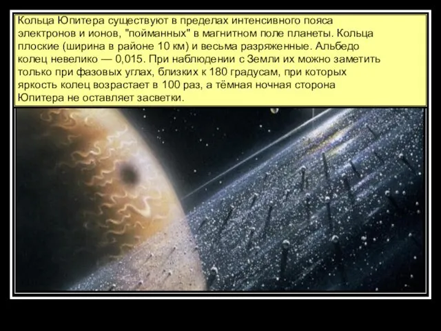 Кольца Юпитера существуют в пределах интенсивного пояса электронов и ионов,