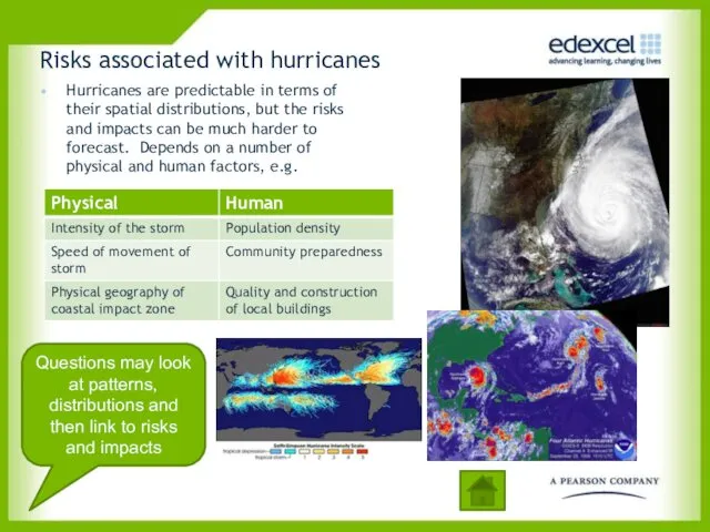 Risks associated with hurricanes Hurricanes are predictable in terms of