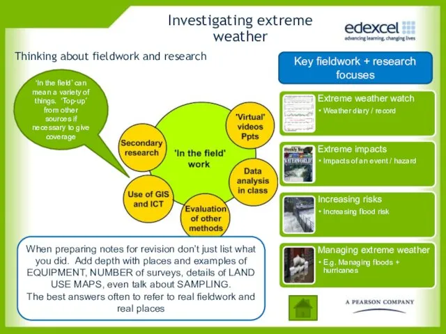 Thinking about fieldwork and research When preparing notes for revision