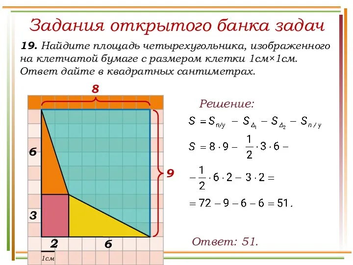 Задания открытого банка задач 19. Найдите площадь четырехугольника, изображенного на