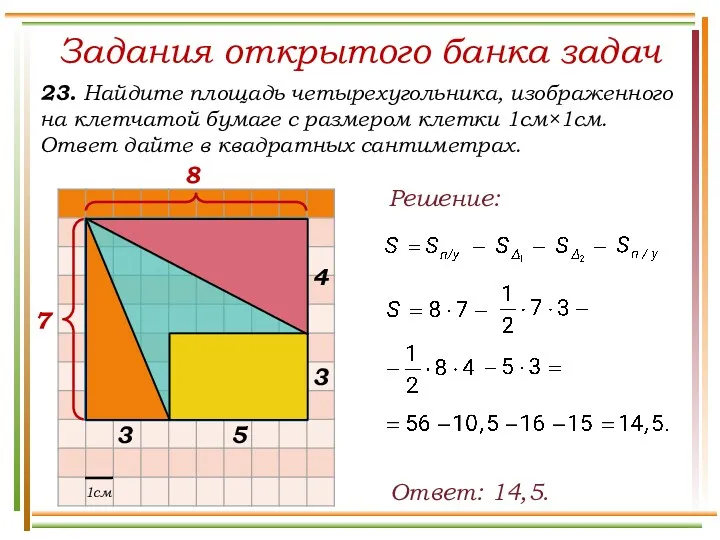 Задания открытого банка задач 23. Найдите площадь четырехугольника, изображенного на