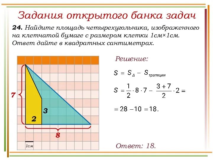 Задания открытого банка задач 24. Найдите площадь четырехугольника, изображенного на