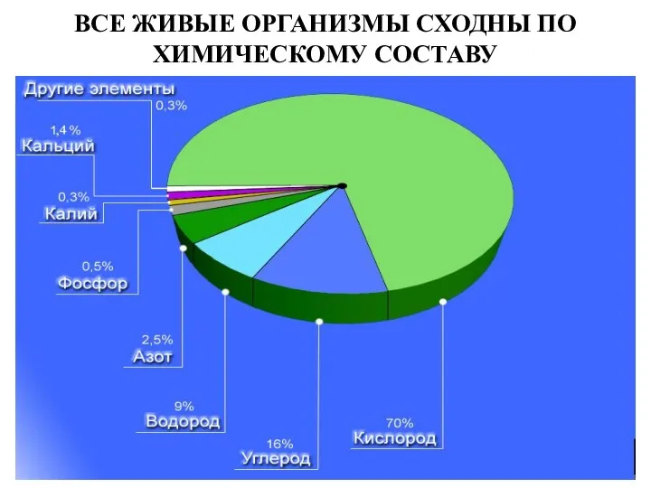 ВСЕ ЖИВЫЕ ОРГАНИЗМЫ СХОДНЫ ПО ХИМИЧЕСКОМУ СОСТАВУ