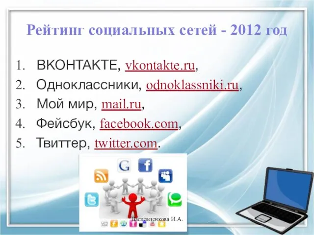 Рейтинг социальных сетей - 2012 год ВКОНТАКТЕ, vkontakte.ru, Одноклассники, odnoklassniki.ru,