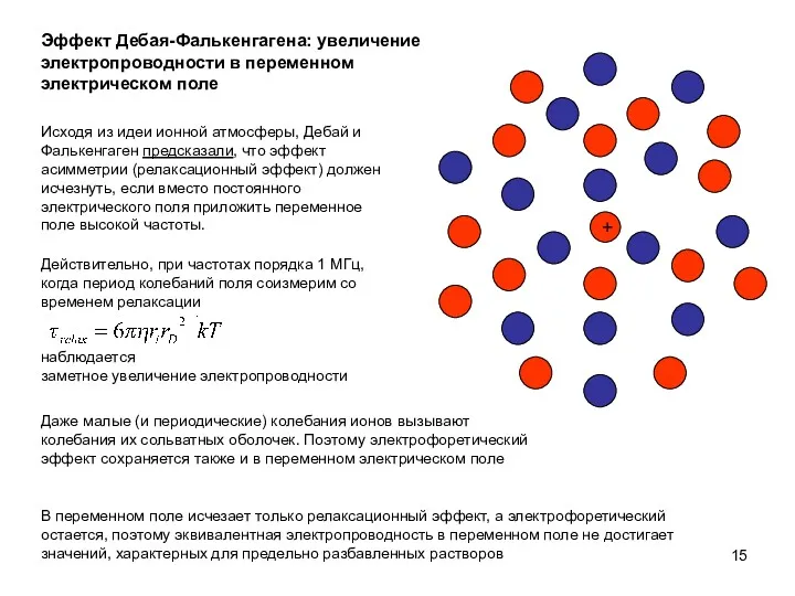 Эффект Дебая-Фалькенгагена: увеличение электропроводности в переменном электрическом поле + Исходя