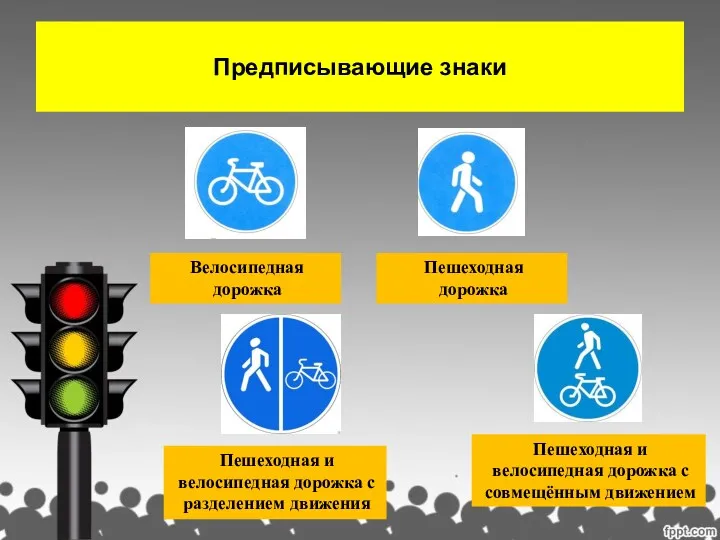 Предписывающие знаки Пешеходная и велосипедная дорожка с совмещённым движением Пешеходная