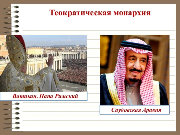 Теократическая монархия Ватикан. Папа Римский Саудовская Аравия