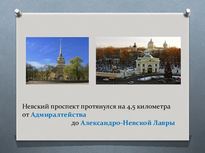 Невский проспект протянулся на 4,5 километра от Адмиралтейства до Александро-Невской Лавры