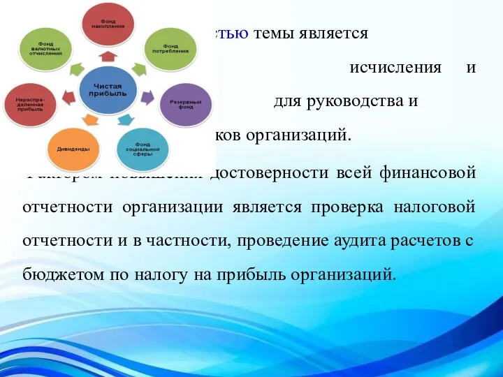 Актуальностью темы является проверка правильности исчисления и уплаты налогов для