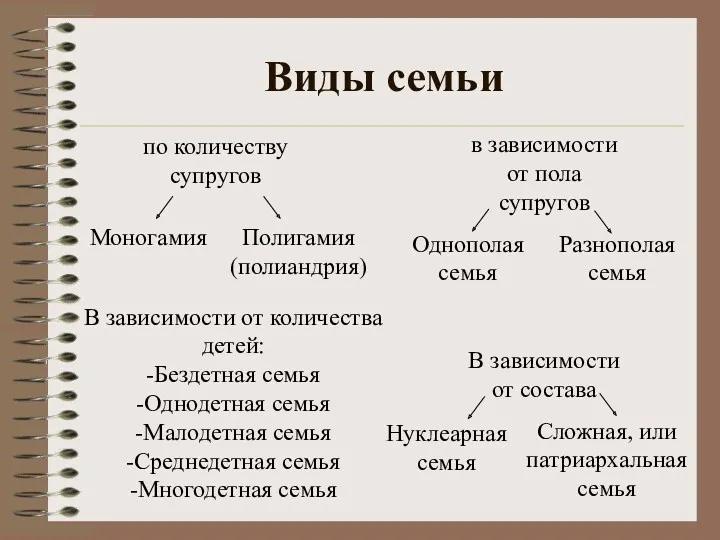 Виды семьи по количеству супругов в зависимости от пола супругов