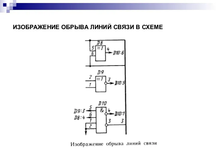 ИЗОБРАЖЕНИЕ ОБРЫВА ЛИНИЙ СВЯЗИ В СХЕМЕ