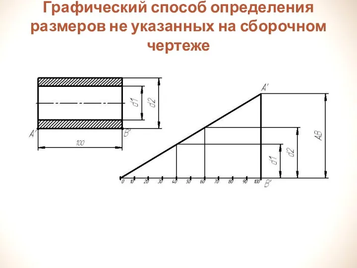 Графический способ определения размеров не указанных на сборочном чертеже