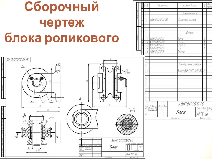 Сборочный чертеж блока роликового