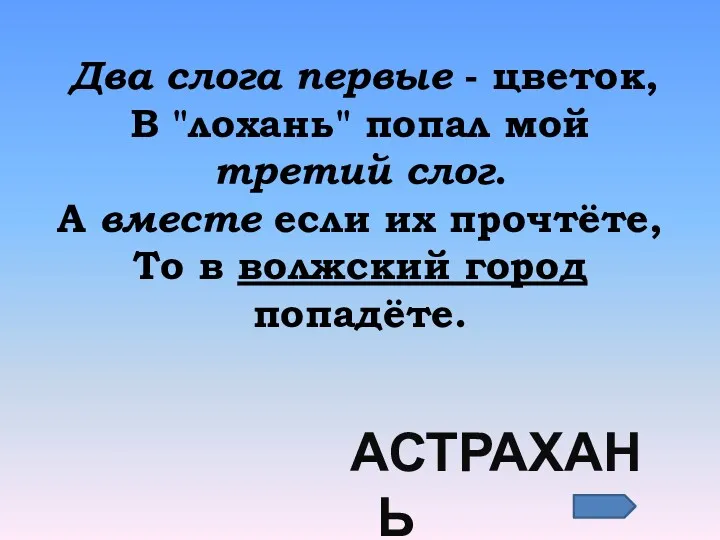 Два слога первые - цветок, В "лохань" попал мой третий