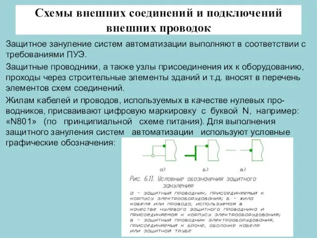 Схемы внешних соединений и подключений внешних проводок Защитное зануление систем