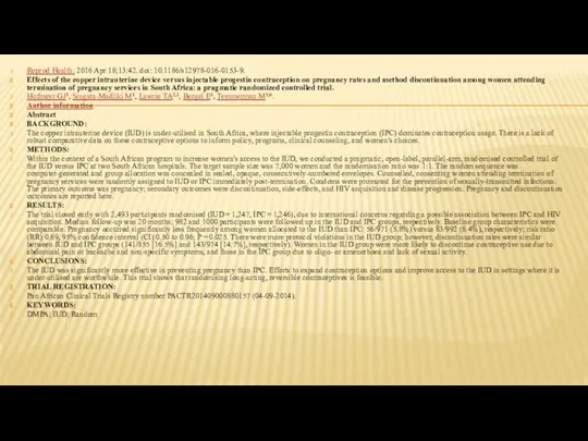 Reprod Health. 2016 Apr 18;13:42. doi: 10.1186/s12978-016-0153-9. Effects of the