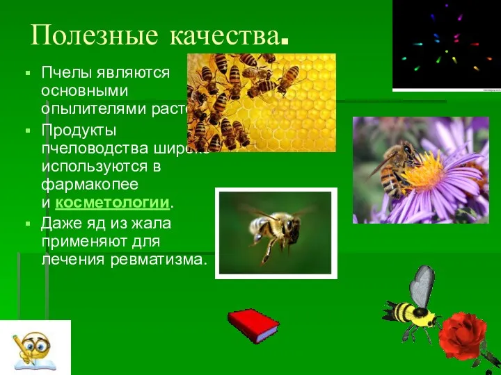 Полезные качества. Пчелы являются основными опылителями растений. Продукты пчеловодства широко
