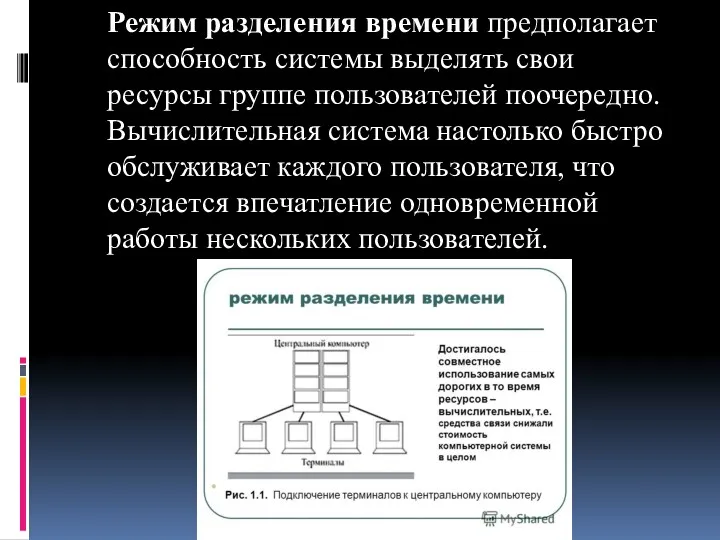 Режим разделения времени предполагает способность системы выделять свои ресурсы группе