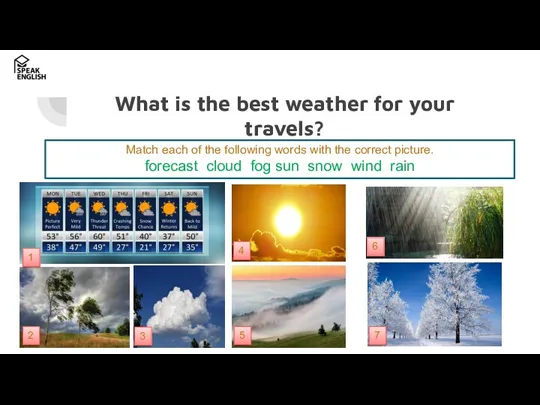 What is the best weather for your travels? Match each