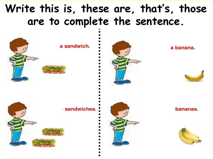 Write this is, these are, that’s, those are to complete the sentence.