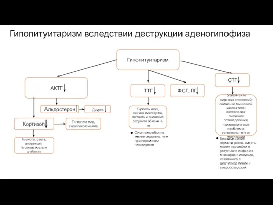 Гипопитуитаризм вследствии деструкции аденогипофиза